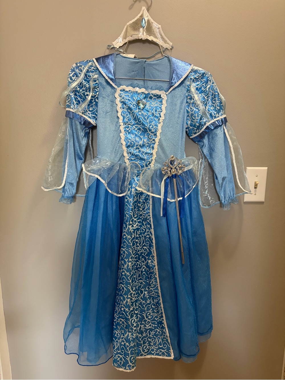 Princess Costume Dress with Tiara & Wand